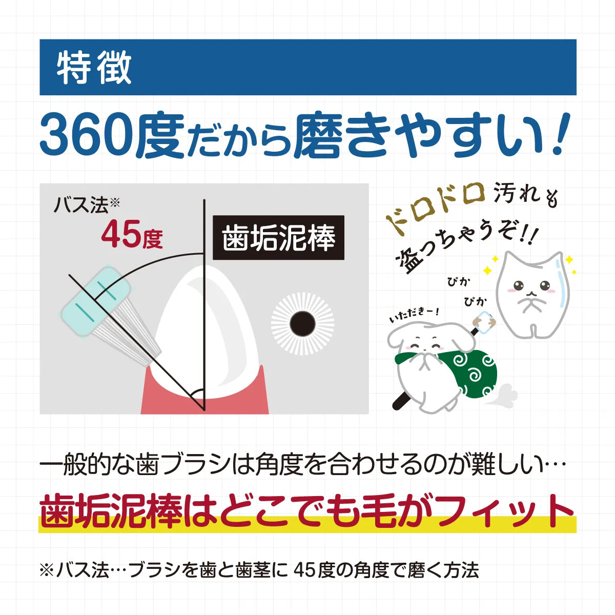 360度歯ブラシ 歯垢泥棒　S/L